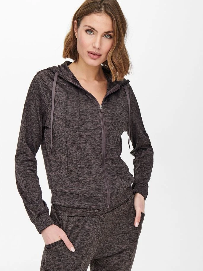 Толстовка ONPNASHA LS HOOD ZIP BRUSH SWEAT 15236667-Sparrow-Detail:w. Melange Only Play XS Темно-коричневий — фото 5
