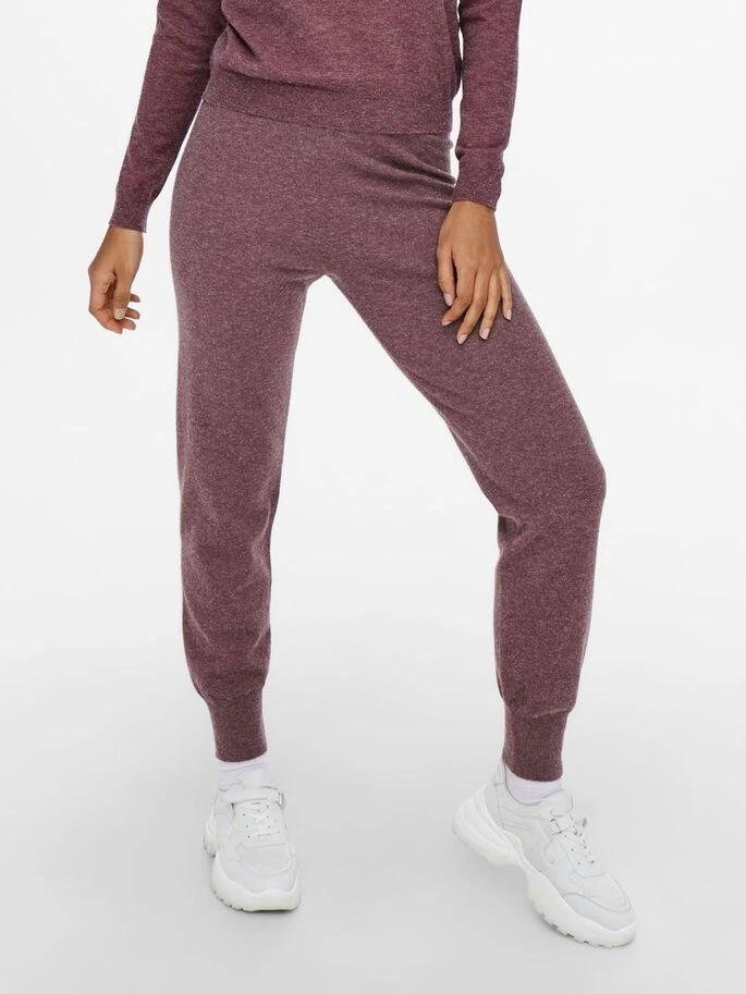 Штани ONLYOUNGER PANTS KNT 15238341-Rose Brown-Detail:W. MELANGE ONLY L Бордовий — фото 3
