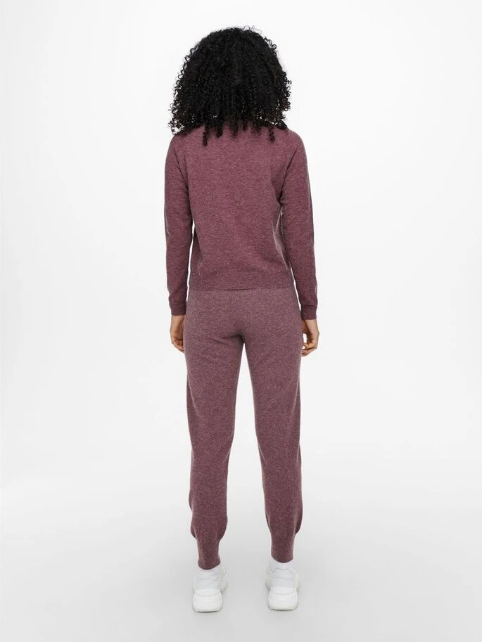 Штани ONLYOUNGER PANTS KNT 15238341-Rose Brown-Detail:W. MELANGE ONLY L Бордовий — фото 4