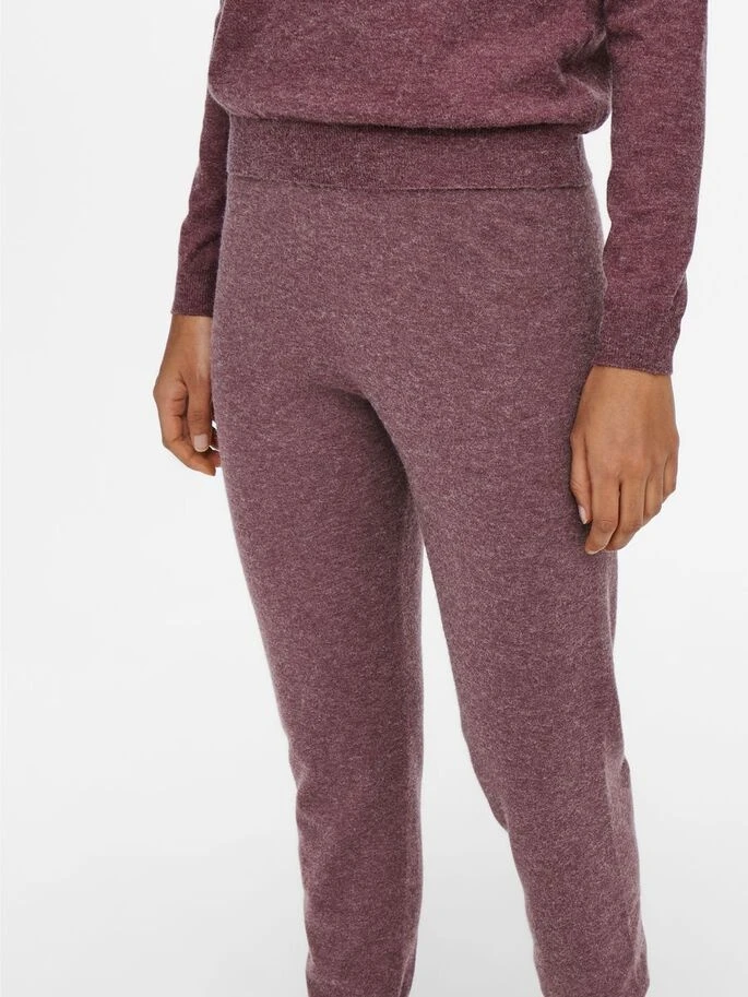Штани ONLYOUNGER PANTS KNT 15238341-Rose Brown-Detail:W. MELANGE ONLY L Бордовий — фото 5