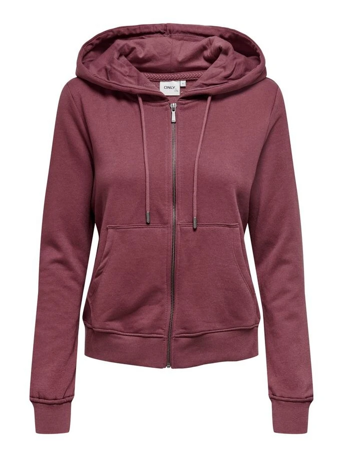 Толстовка ONLFEEL LIFE L/S ZIP HOOD SWT 15240765-Rose Brown ONLY S Бордовий — фото 3