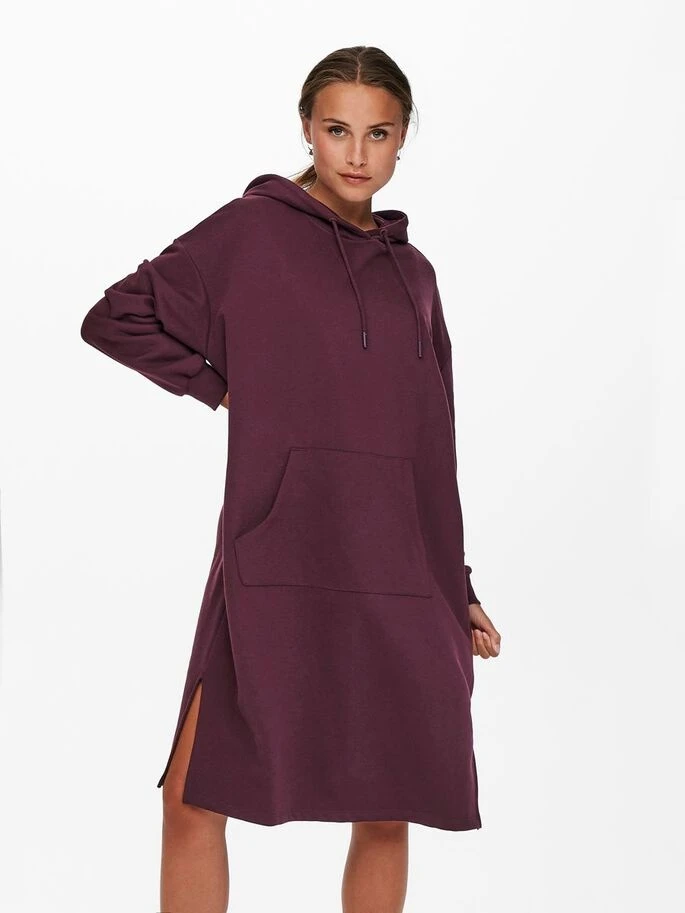 Сукня ONLCHELSEA LIFE L/S OVERSIZE DRESS SWT 15241307-Winetasting ONLY L Бордовий — фото 3
