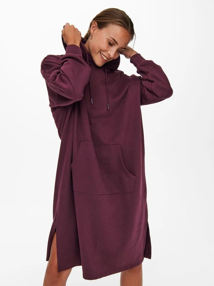 Сукня ONLCHELSEA LIFE L/S OVERSIZE DRESS SWT 15241307-Winetasting ONLY L Бордовий — фото 5