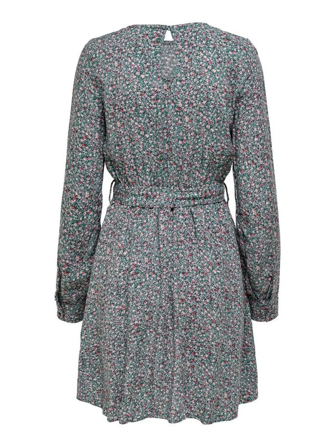 Сукня ONLANE LIFE L/S BELTED DRESS WVN 15242603-Stormy Sea-AOP:CURIOSA DITSY ONLY L Сірий — фото 7