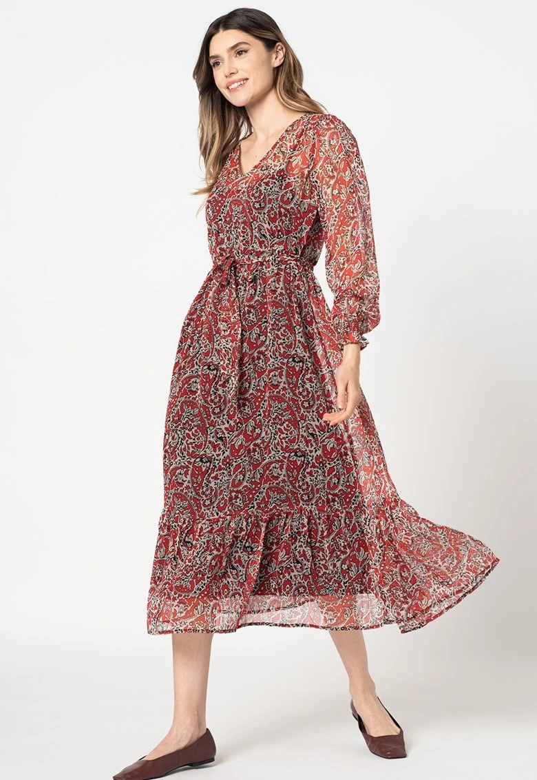 Сукня ONLIRENA LIFE L/S MIDI DRESS WVN 15243143-Urban Red-AOP:ROCKING PAISLEY ONLY M Червоний — фото 3