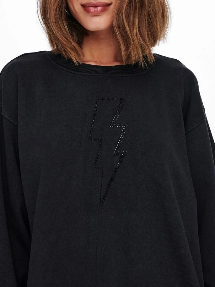 Толстовка ONLLUNI LIFE L/S O-NECK SWT 15243449-Black-Print:BOLT ONLY M Чорний — фото 5