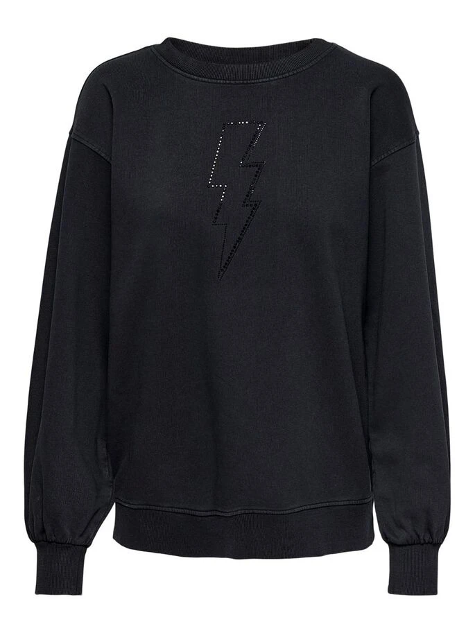 Толстовка ONLLUNI LIFE L/S O-NECK SWT 15243449-Black-Print:BOLT ONLY M Чорний — фото 6