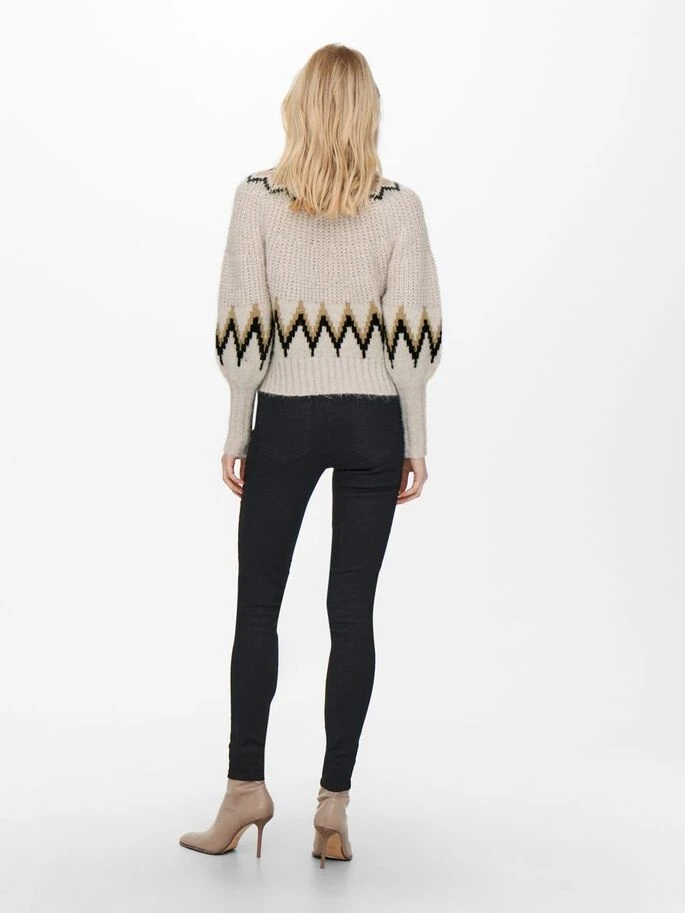 Пуловер ONLSMILA LIFE L/S PULLOVER KNT 15244145-Pumice Stone-Pattern:W. EARTH COLOURS ONLY L Бежевий — фото 4