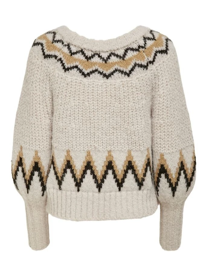 Пуловер ONLSMILA LIFE L/S PULLOVER KNT 15244145-Pumice Stone-Pattern:W. EARTH COLOURS ONLY L Бежевий — фото 7