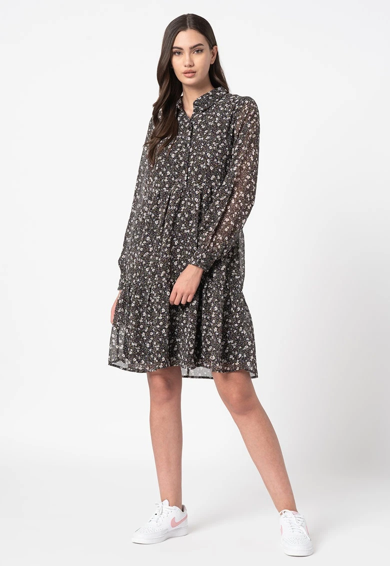 Сукня ONLFREE L/S SHIRT DRESS WVN 15245725-Black-AOP:FLOWER ONLY S Чорний — фото 3