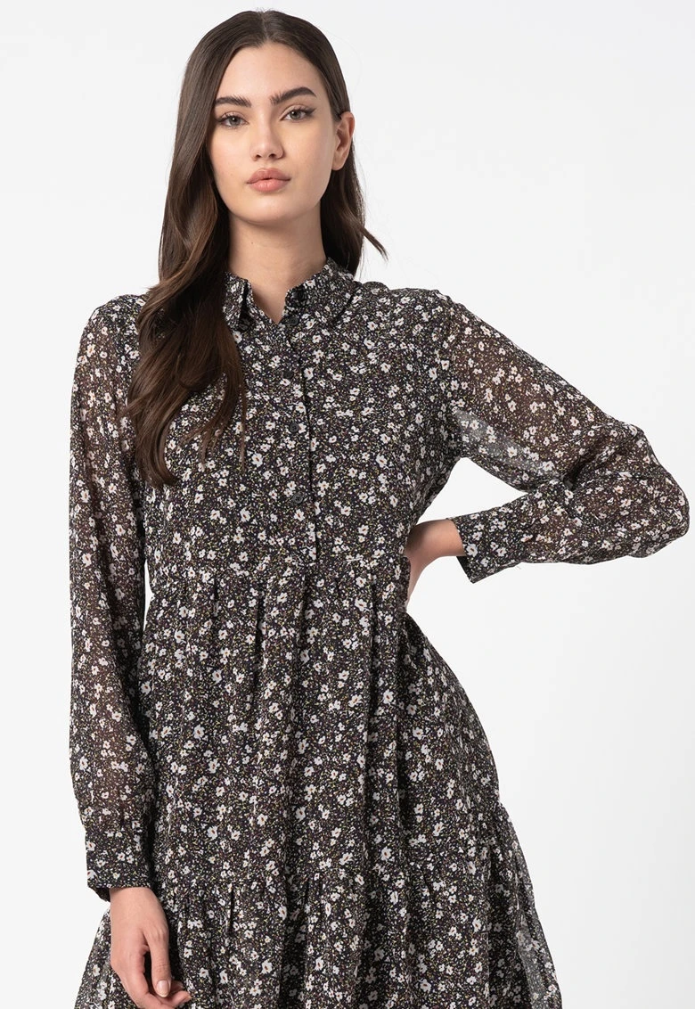 Сукня ONLFREE L/S SHIRT DRESS WVN 15245725-Black-AOP:FLOWER ONLY S Чорний — фото 5