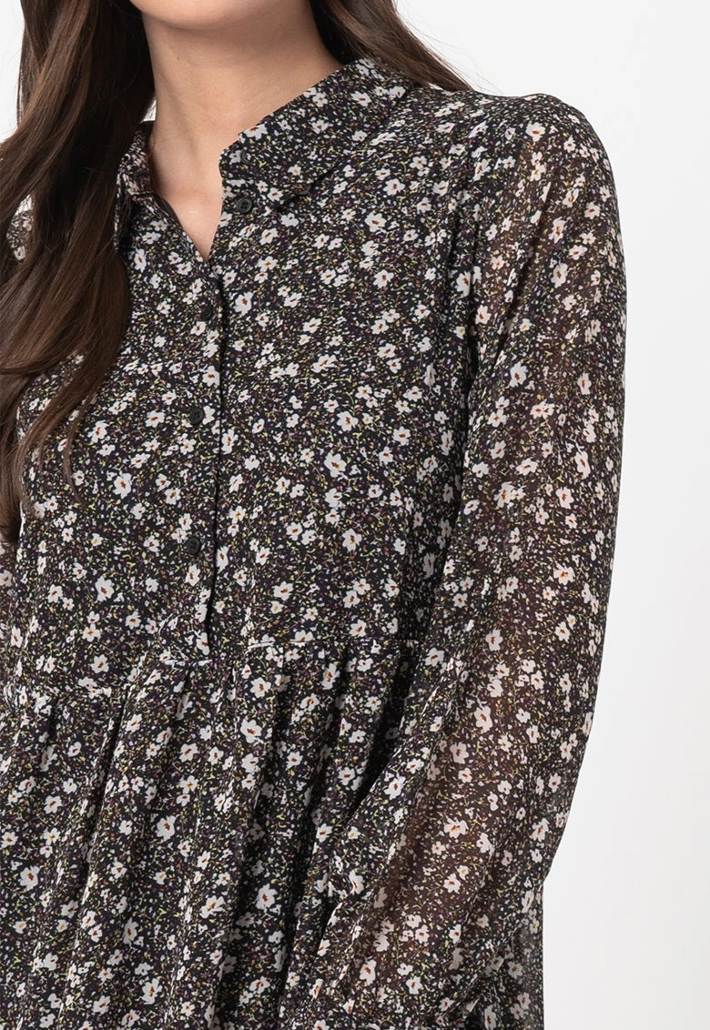 Сукня ONLFREE L/S SHIRT DRESS WVN 15245725-Black-AOP:FLOWER ONLY S Чорний — фото 6