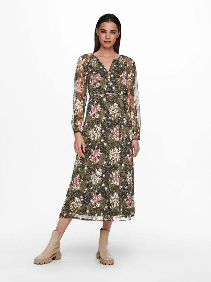 Сукня ONLPHOEBE LIFE L/S MIDI DRESS WVN 15246103-Plum Truffle-AOP:LE JARDIN MIXED FLOWERS ONLY L Темно-коричневий — фото 3