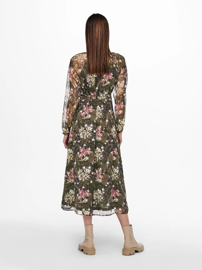 Сукня ONLPHOEBE LIFE L/S MIDI DRESS WVN 15246103-Plum Truffle-AOP:LE JARDIN MIXED FLOWERS ONLY L Темно-коричневий — фото 4