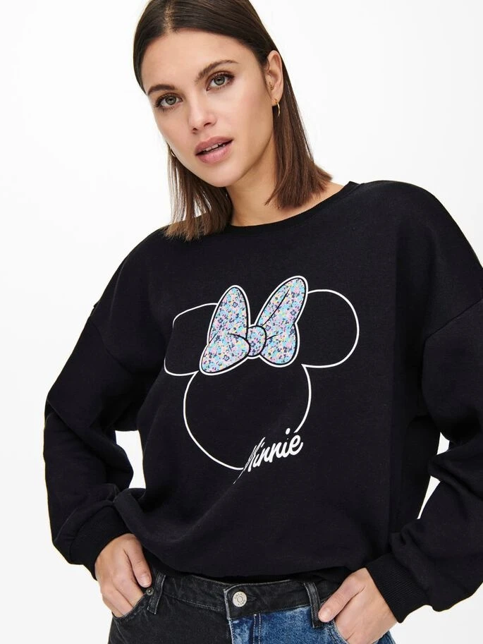 Худі ONLDISNEY LIFE L/S MINNIE FLOWER BOX SWT 15250095-Black-Print:MINNIE OUTLINE ONLY L Чорний — фото 4