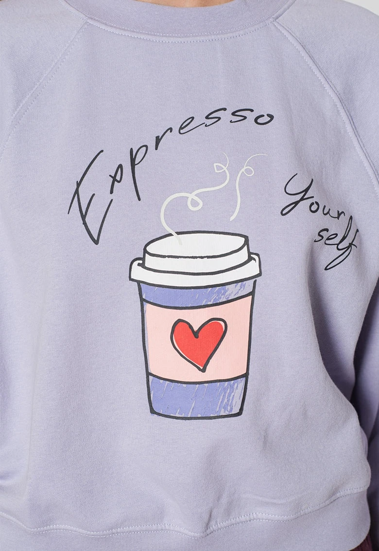 Толстовка ONLJENNIFER LIFE L/S O-NECK BOX SWT 15250226-Cosmic Sky-Print:COFFEE ONLY L Бузковий — фото 6