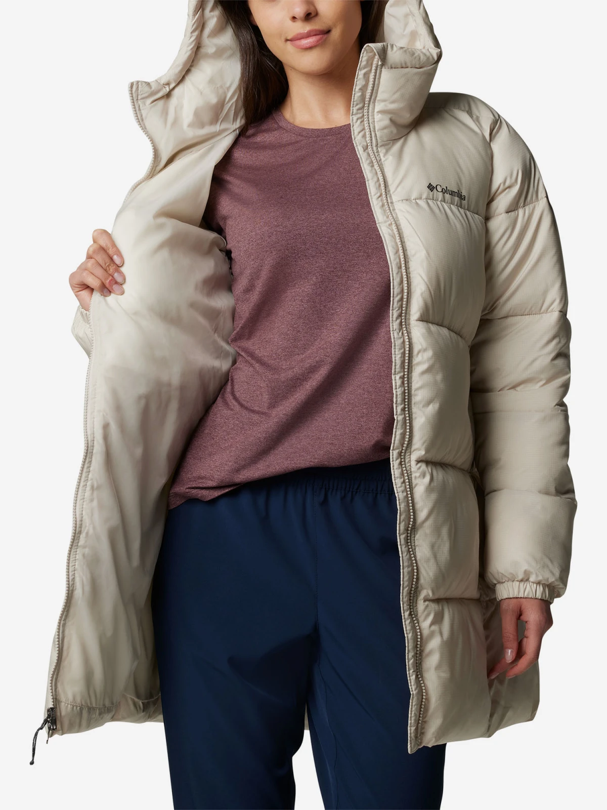 Куртка утеплена Puffect™ II Mid Jacket Hooded 2088471CLB-278 Columbia 2088471CLB-278  Куртка утеплена штучним пухом жіноча Puffect™ II Mid Jacket Hooded бежевий р. (44) Бежевий — фото 6