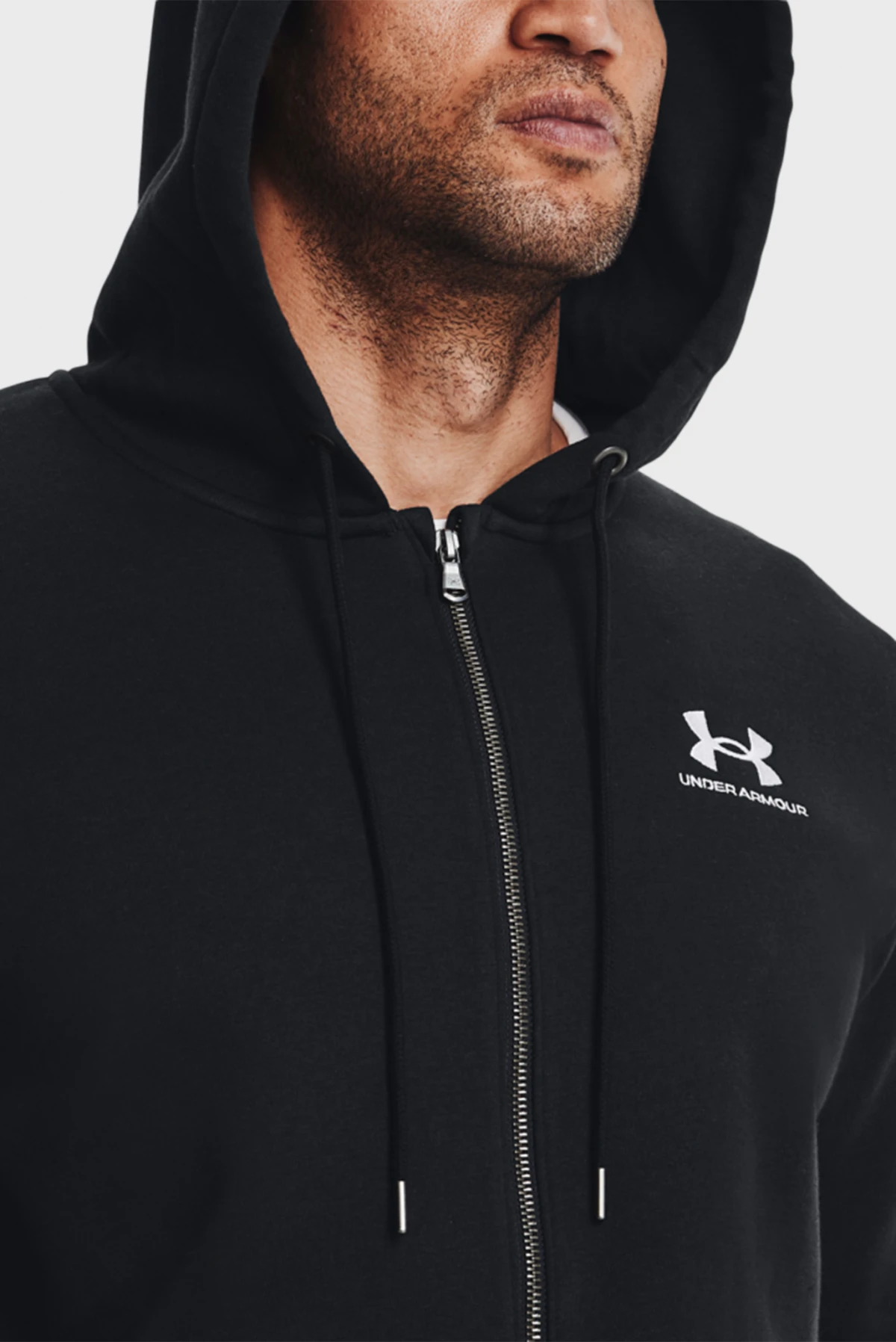 Кофта чоловіча Under Armour Essential Fleece Fz Hood-Blk Black (1373881-001) — фото 4