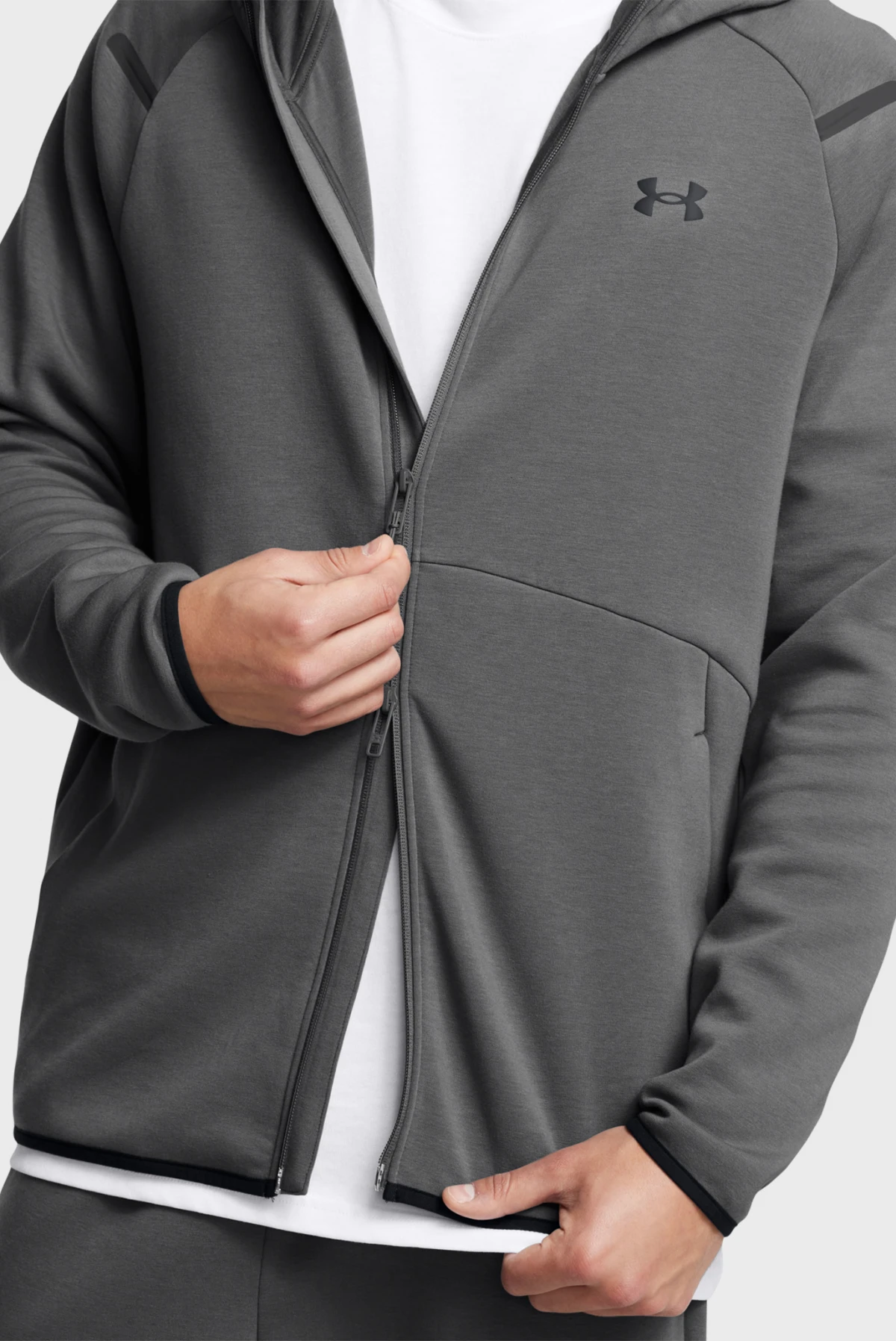 Кофта чоловіча Under Armour Unstoppable Flc Fz Hd Eu Grey (1389352-025) — фото 4