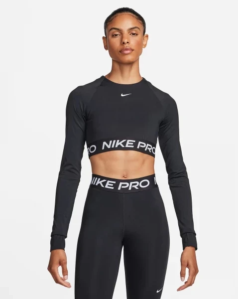 Спортивний топ жіночий Nike Pro 365 Dri-Fit Cropped Long-Sleeve Top Black (FV5484-010) — фото 1