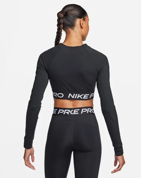 Спортивний топ жіночий Nike Pro 365 Dri-Fit Cropped Long-Sleeve Top Black (FV5484-010) — фото 4