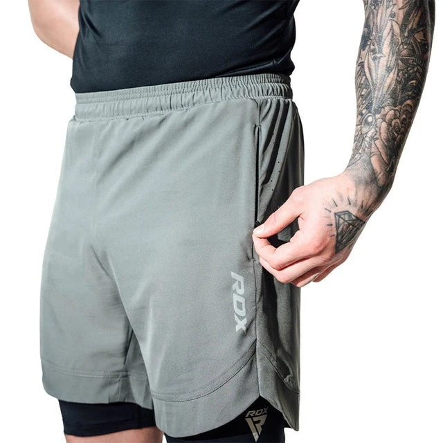 Компресійні шорти для RDX MMA T16 2-в-1 GREY/BLACK-S — фото 3