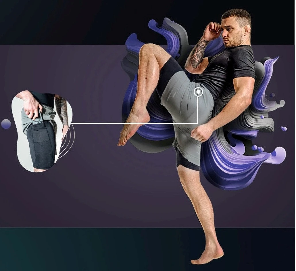 Компресійні шорти для RDX MMA T16 2-в-1 GREY/BLACK-S — фото 8