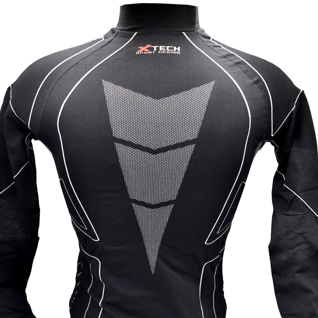 Термокофта з комірцем (лонгслів) X TECH Maglia Race 3 Munica Lunga  lupetto Nero XXL/XXXL Чорна — фото 8
