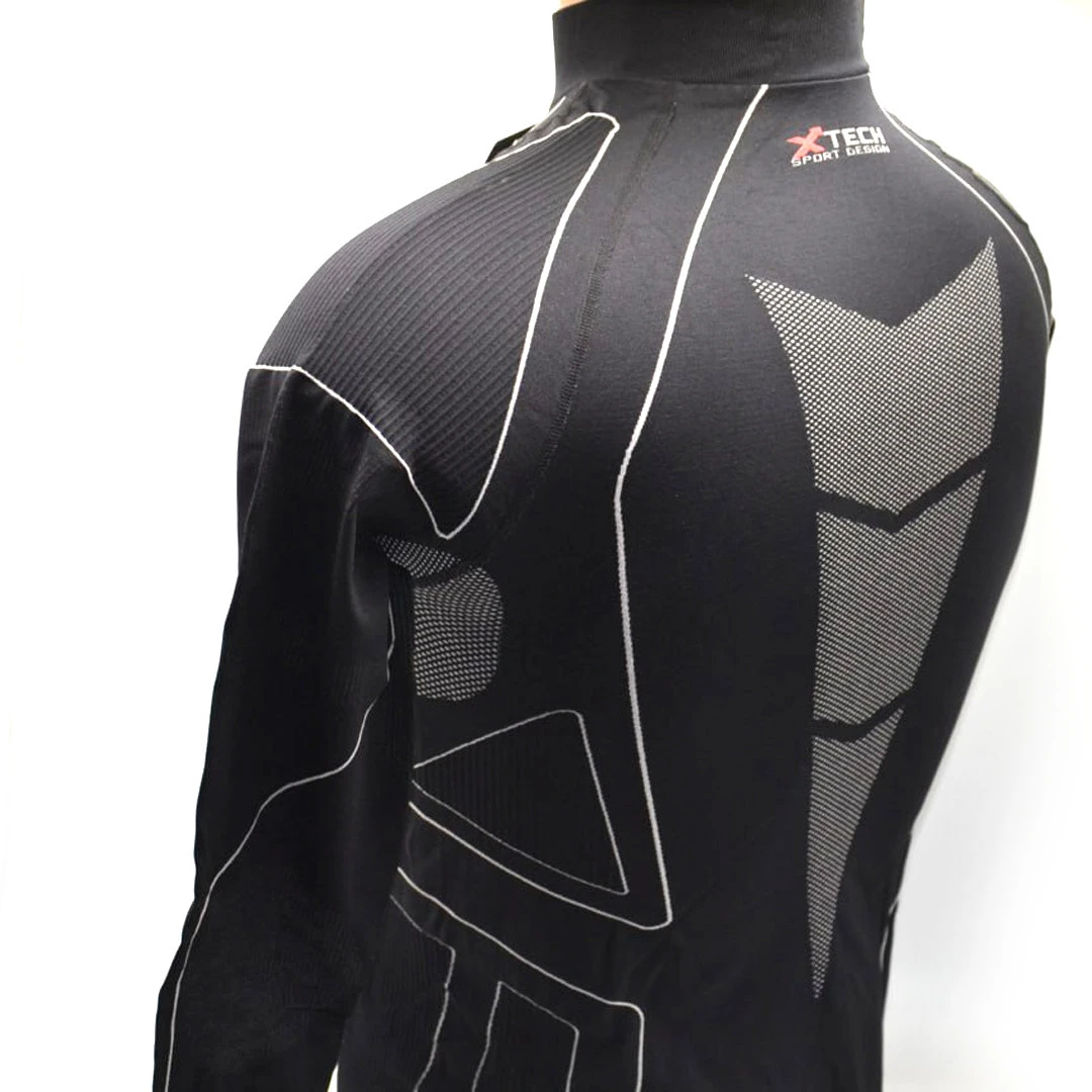 Термокофта з комірцем (лонгслів) X TECH Maglia Race 3 Munica Lunga  lupetto Nero XXL/XXXL Чорна — фото 9