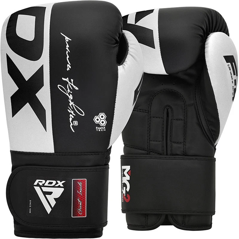 Боксерські рукавиці RDX F4 Boxing Sparring Gloves Hook&Loop WHITE/BLACK 12 унцій (капа у комплекті) — фото 1