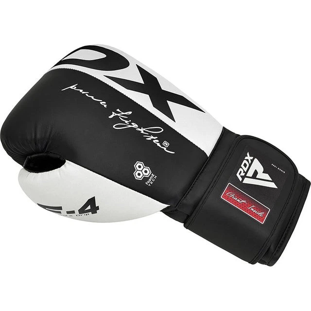 Боксерські рукавиці RDX F4 Boxing Sparring Gloves Hook&Loop WHITE/BLACK 12 унцій (капа у комплекті) — фото 5