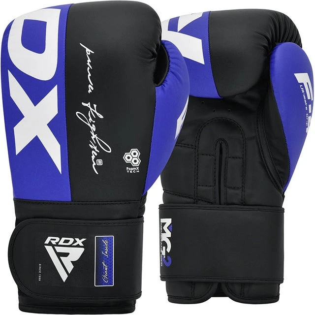 Боксерські рукавиці RDX F4 Boxing Sparring Gloves Hook&Loop BLUE/BLACK 10 унцій (капа у комплекті) — фото 1