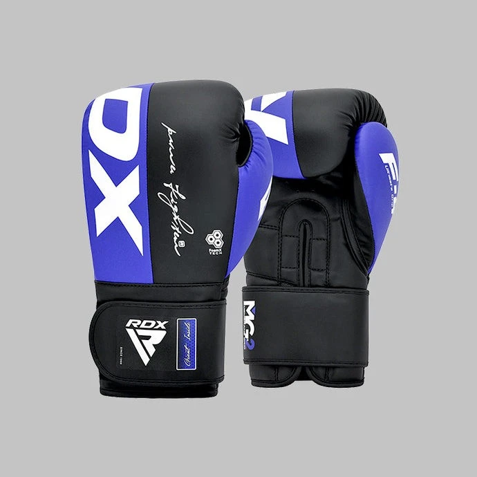 Боксерські рукавиці RDX F4 Boxing Sparring Gloves Hook&Loop BLUE/BLACK 10 унцій (капа у комплекті) — фото 8