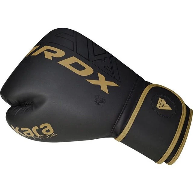 Боксерські рукавиці RDX F6 Kara Matte Golden 16 унцій (капа в комплекті) — фото 6