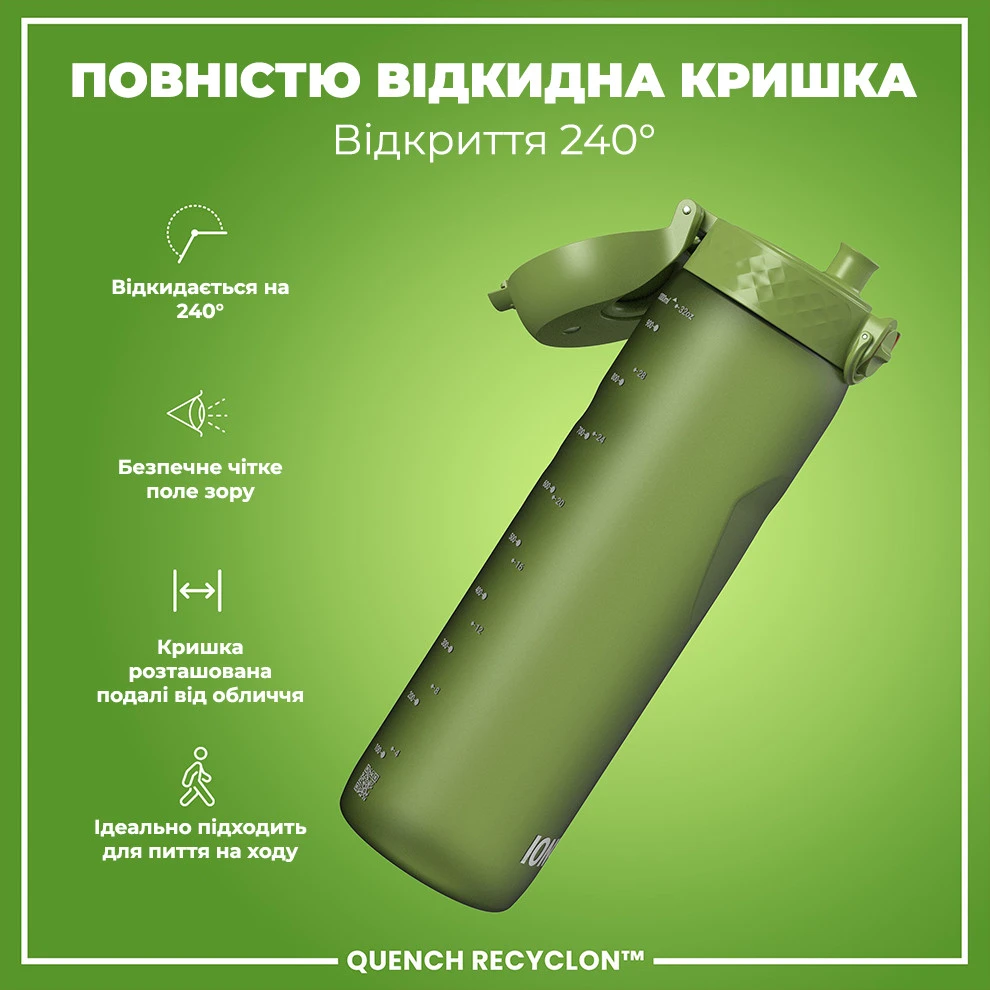 Пляшка для води ION8 1000 мл. (ЕКО пляшка) BPA Free, Khaki Green — фото 3