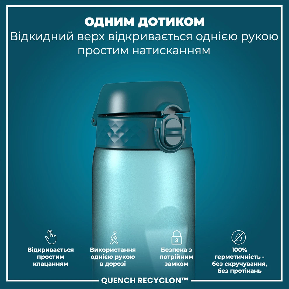 Пляшка для води ION8 1000 мл. BPA Free, Times To Drink, (ЕКО пляшка) BPA Free, Teal & Blue — фото 2