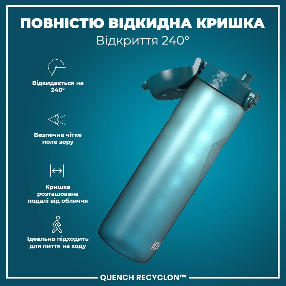 Пляшка для води ION8 1000 мл. BPA Free, Times To Drink, (ЕКО пляшка) BPA Free, Teal & Blue — фото 3