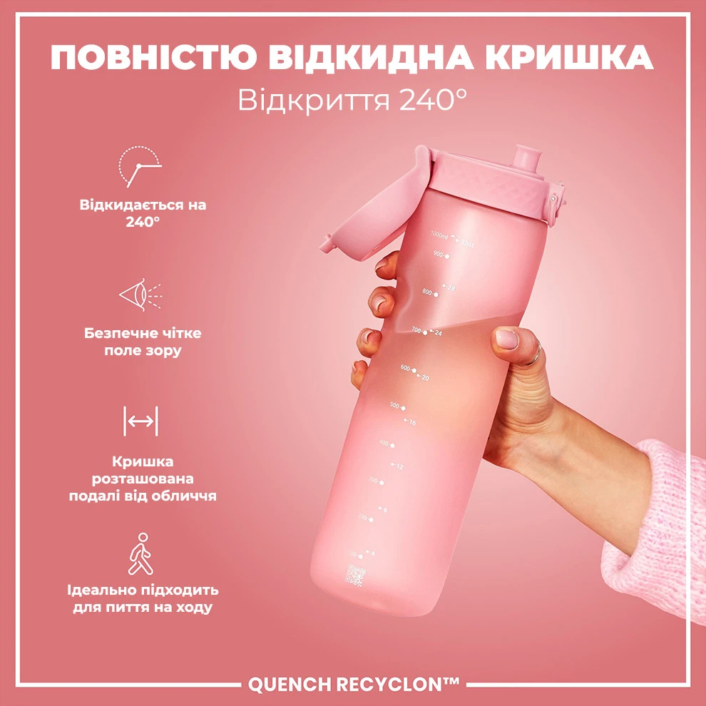 Пляшка для води ION8 1000 мл. (ЕКО пляшка) BPA Free, Rose Quartz — фото 3