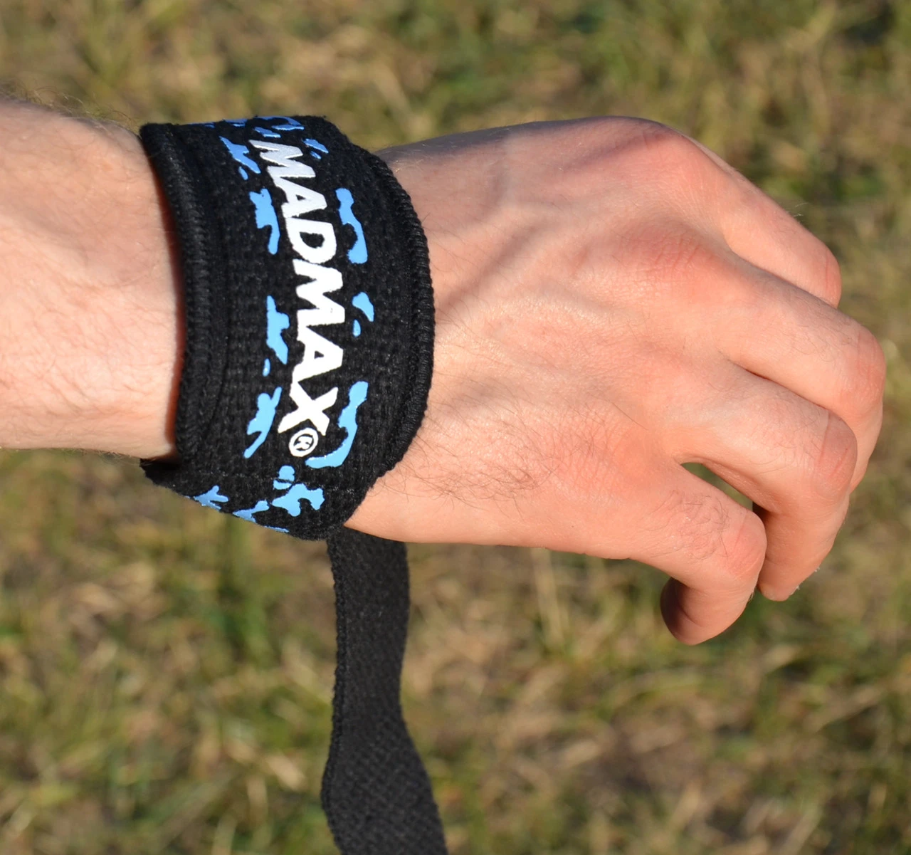 Лямки для тяги MadMax Camo Power Wrist Straps Camo/Light Blue — фото 5