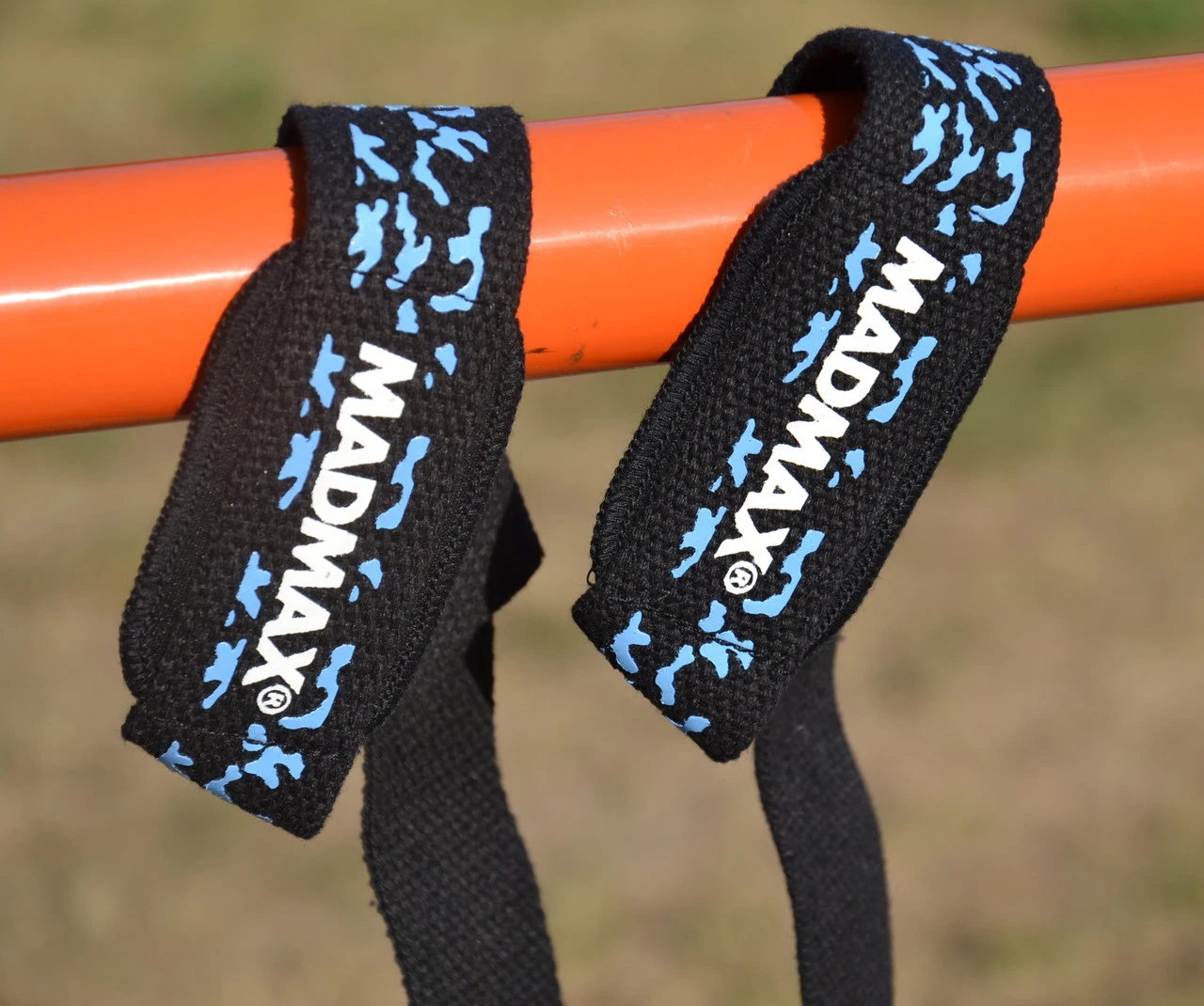 Лямки для тяги MadMax Camo Power Wrist Straps Camo/Light Blue — фото 8