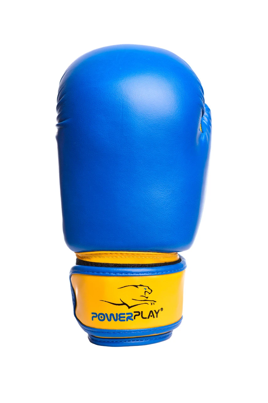 Боксерські рукавиці PowerPlay 3004 JR Classic Синьо-Жовті 6 унцій — фото 2