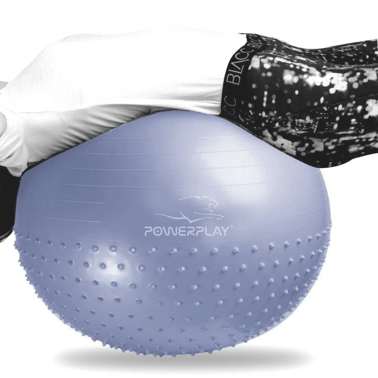М'яч для фітнесу (фітбол) напівмасажний PowerPlay 4003 Ø75 cm Gymball Sky Blue + помпа — фото 4
