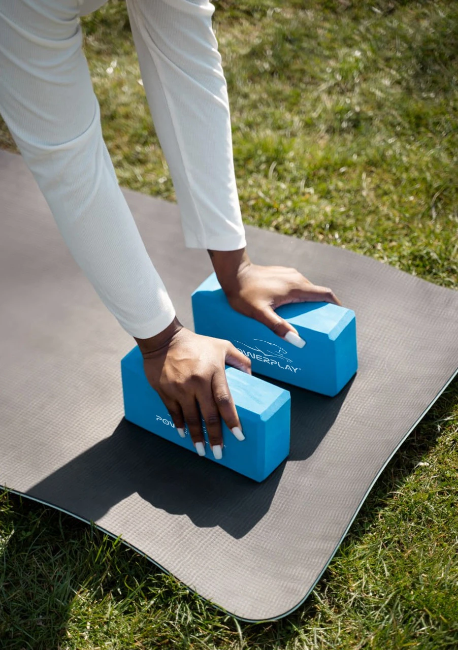 Блоки для йоги 2 шт. (пара) PowerPlay 4006 Yoga Brick EVA Сині — фото 8
