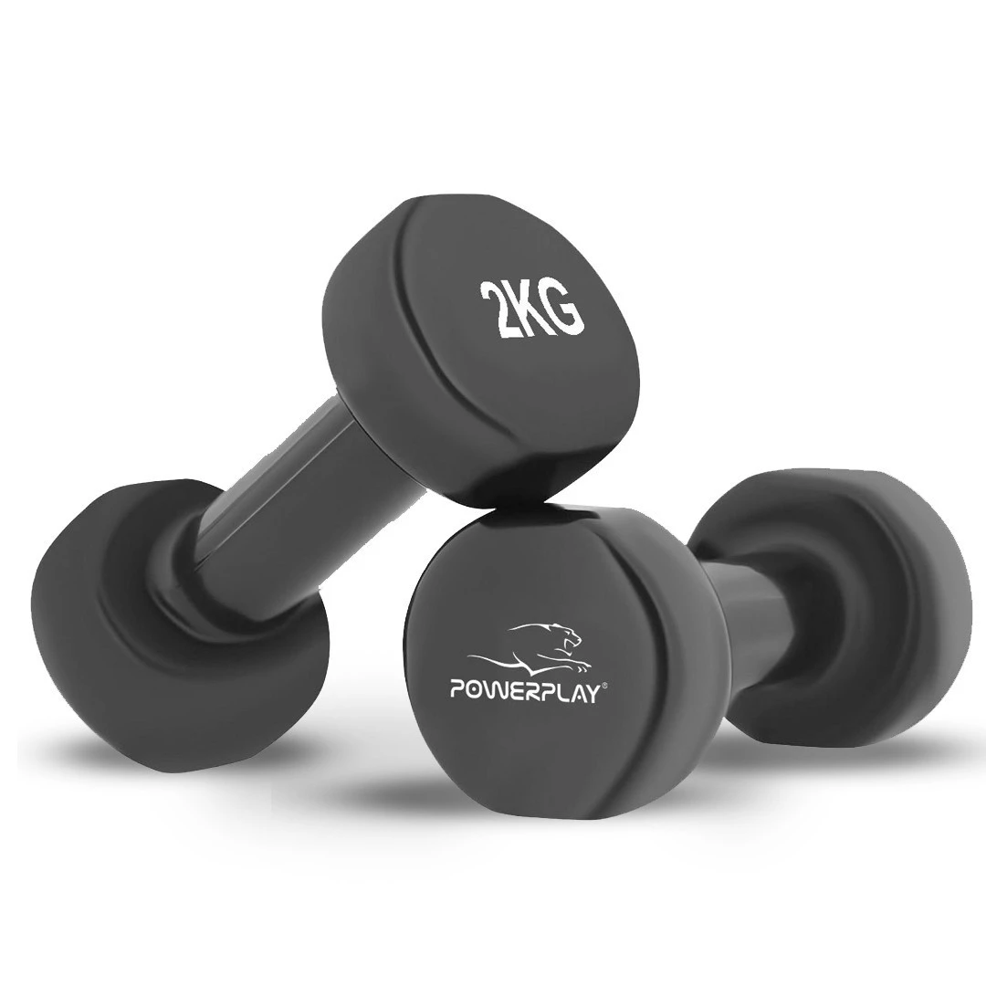 Набір гантелей в кейсі 9 кг. PowerPlay 4121 Fitness Dumbells (2шт.*1кг. 2шт.*1,5кг. 2шт.*2кг.) — фото 9