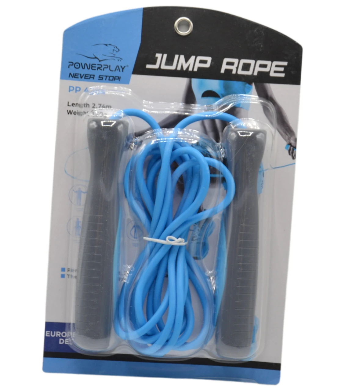 Скакалка PowerPlay 4204 Classic Jump Rope Блакитна (2,7m.) — фото 11