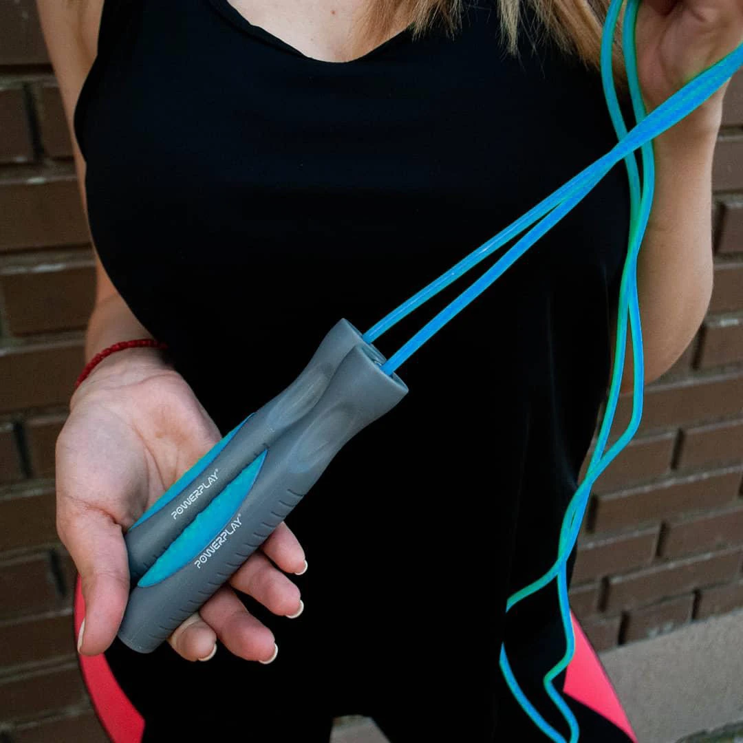 Скакалка PowerPlay 4204 Classic Jump Rope Блакитна (2,7m.) — фото 8