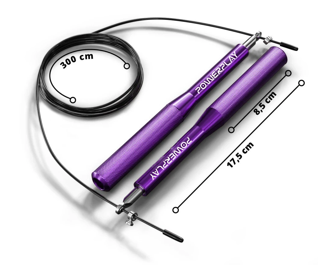 Скакалка швидкісна на підшипниках алюмінієва PowerPlay 4207 Elite Jump Rope Фіолетова (3m.) — фото 5