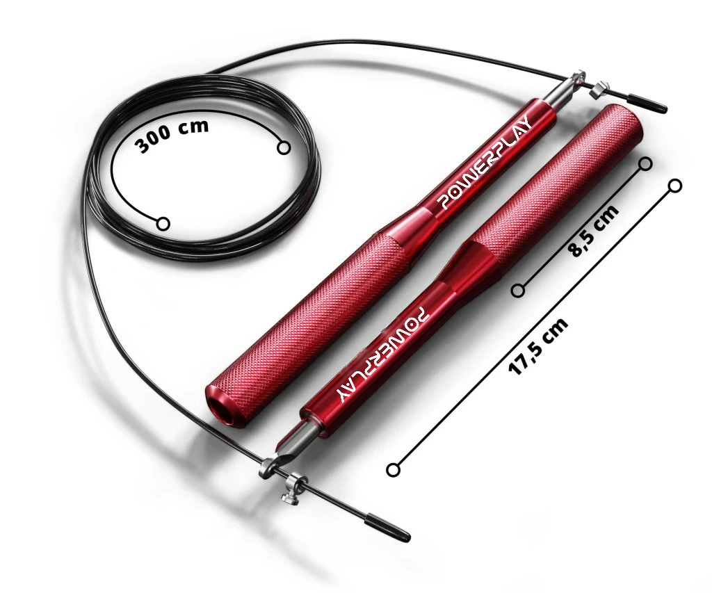Скакалка швидкісна на підшипниках алюмінієва PowerPlay 4207 Elite Jump Rope Червона (3m.) — фото 5