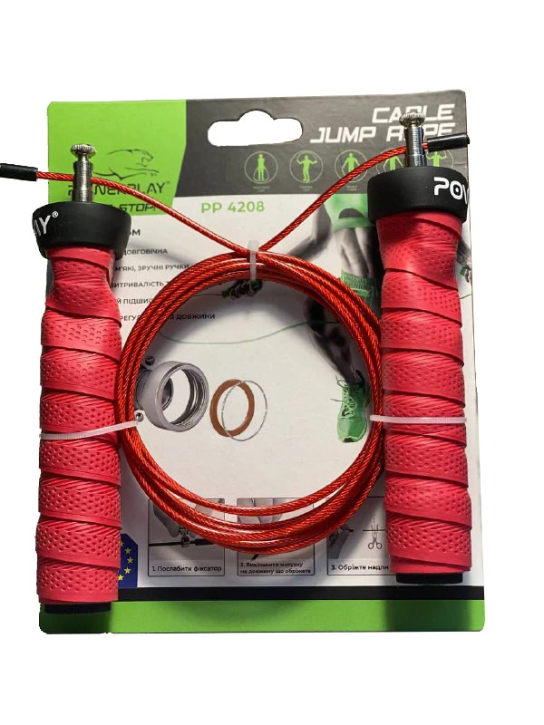 Скакалка швидкісна на підшипниках PowerPlay 4208 Fitness Jump Rope Червона (3m.) — фото 11