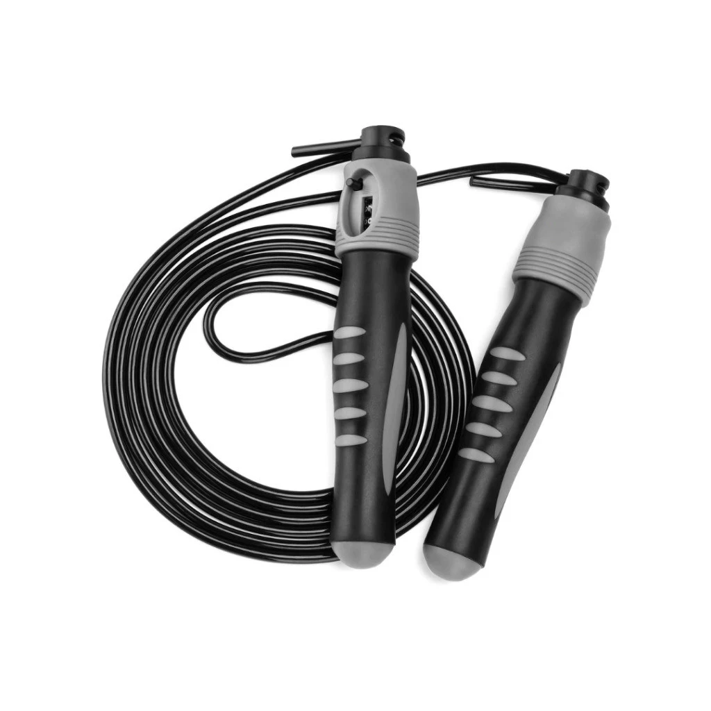 Скакалка з лічильником PowerPlay 4215 Jump Rope With Counter Чорно/Сіра 2.75 см. — фото 5